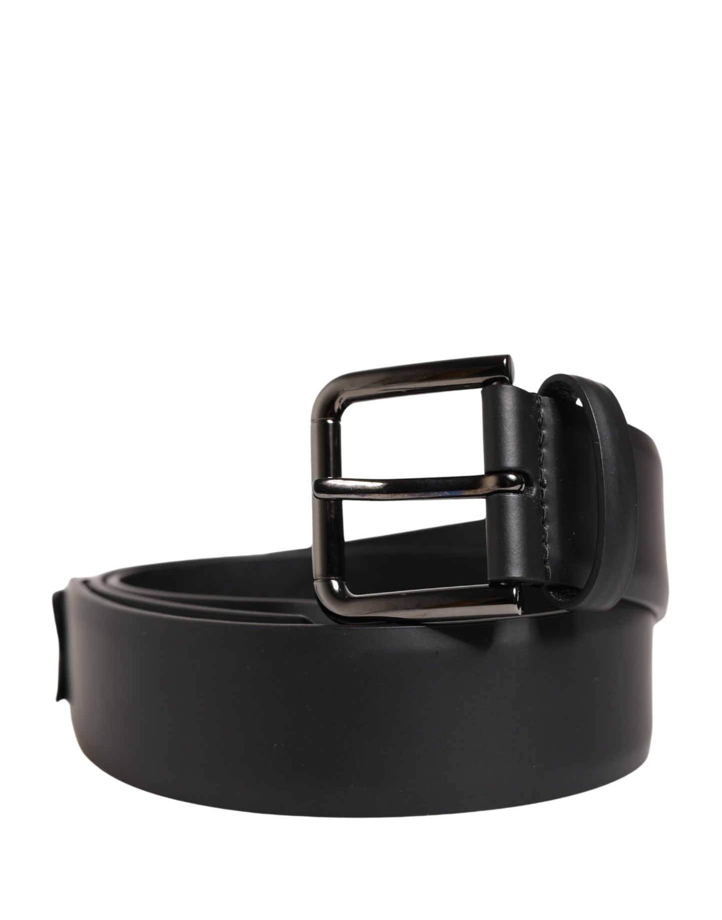 Men Black Classic Leather Metal Buckle Belt
