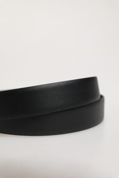 Men Black Classic Leather Metal Buckle Belt