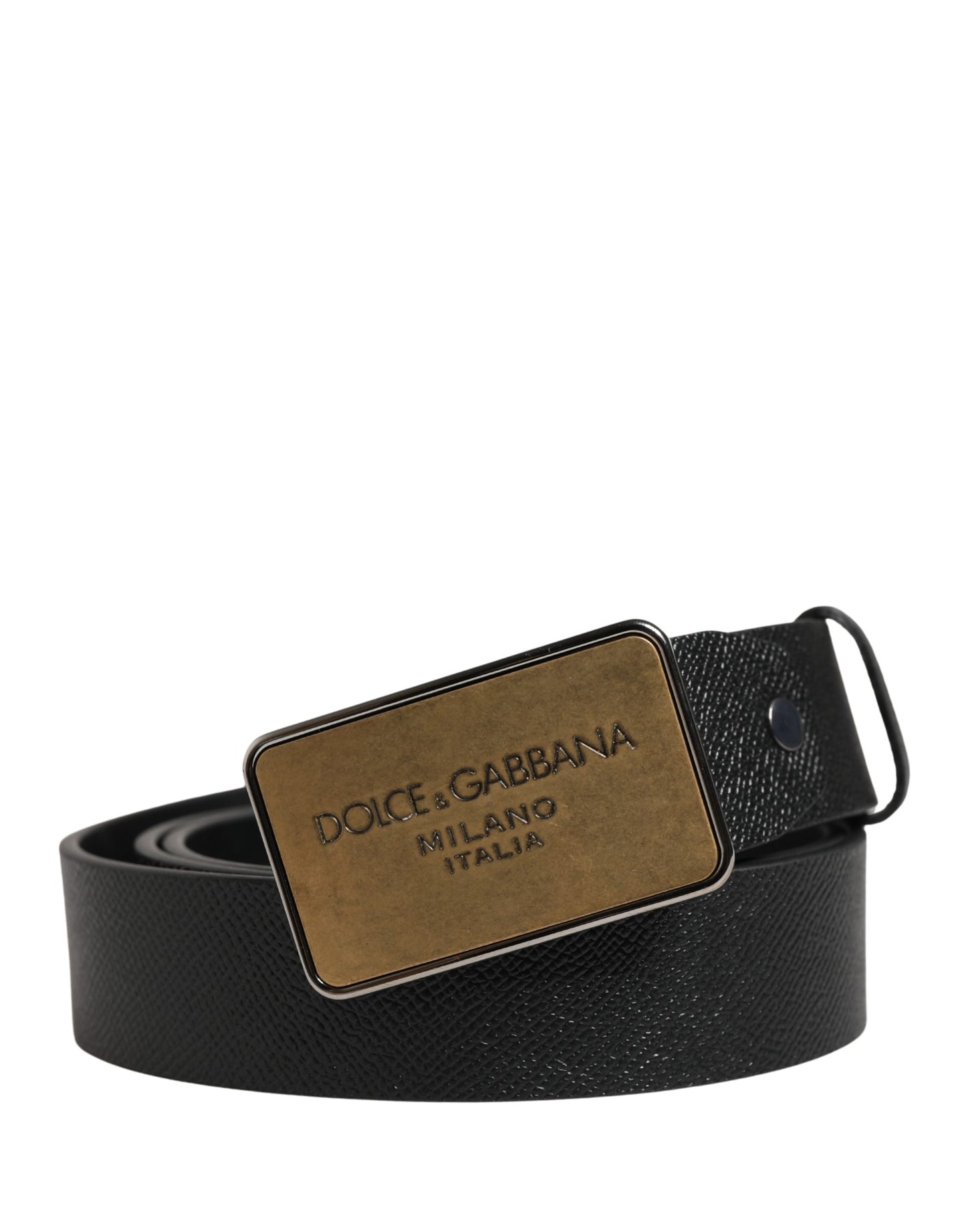 Black Classic Calf Leather Metal Buckle Belt