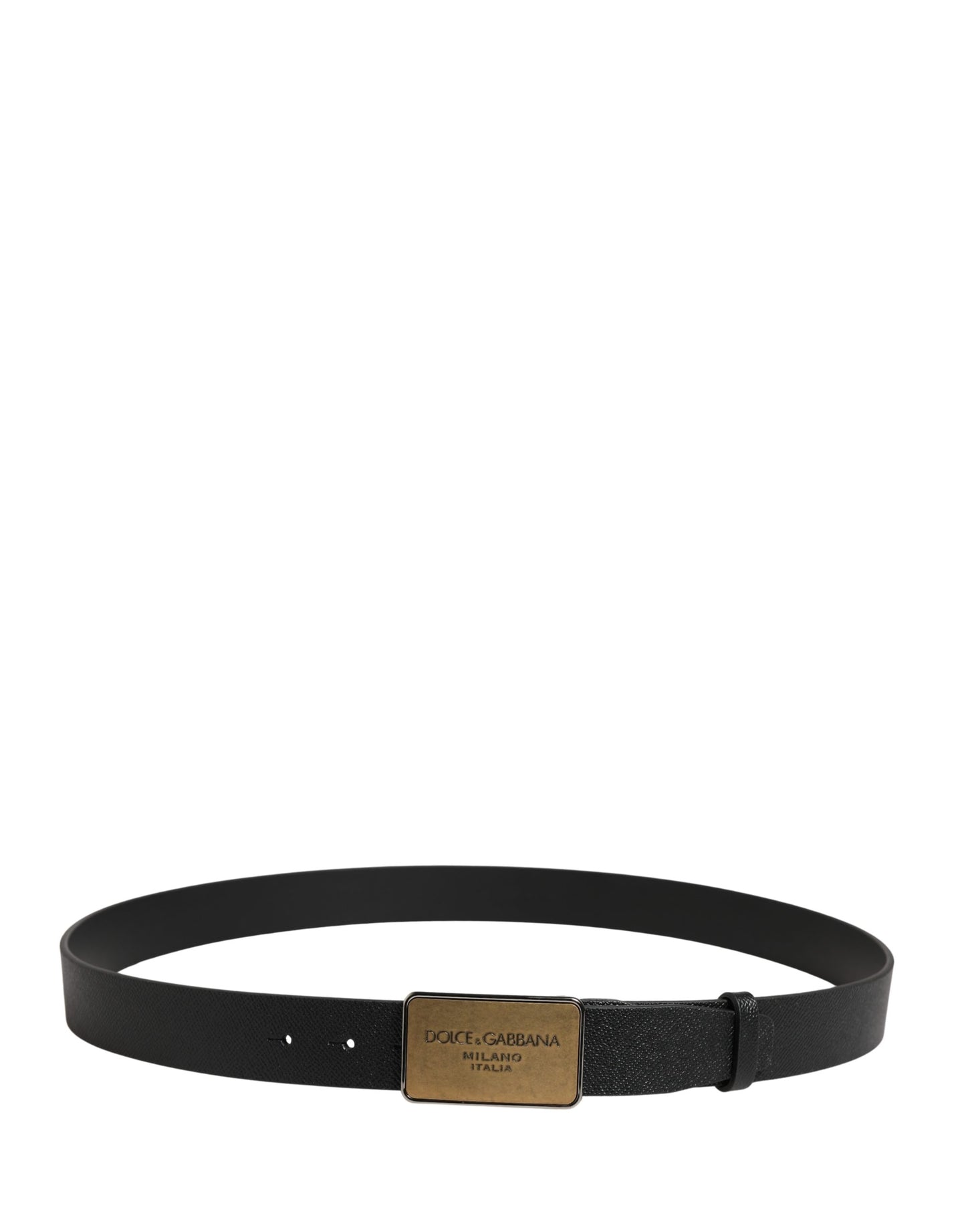 Black Classic Calf Leather Metal Buckle Belt