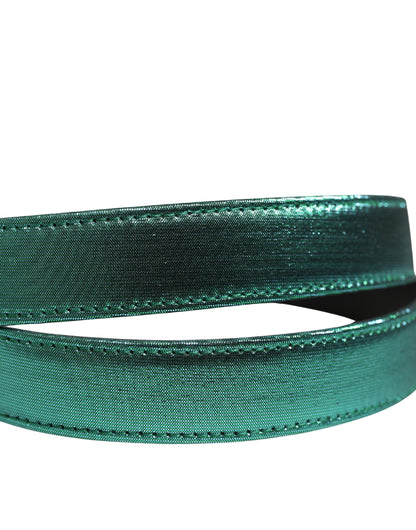 Men Green Lurex Polyester Metal Buckle Belt