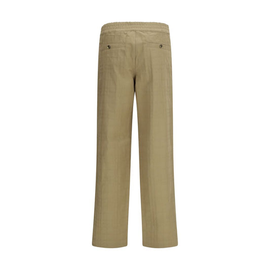 Beige Cotton Casual Pants