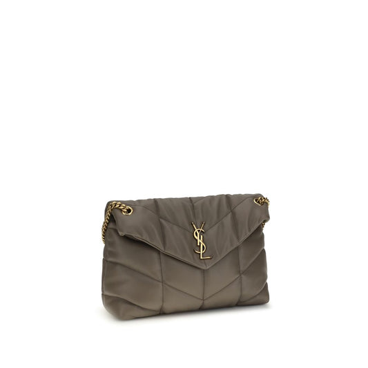 Gray Lamb Leather Shoulder Bag