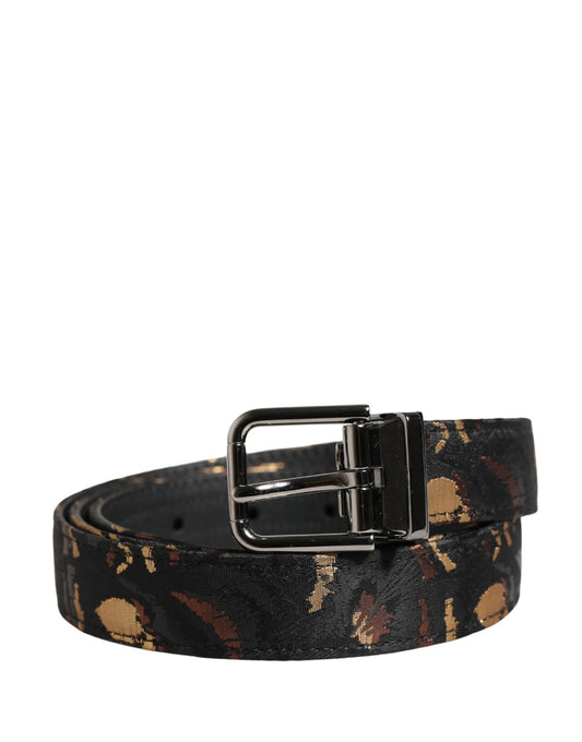 Multicolor Jacquard Silver Metal Buckle Belt