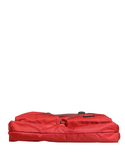 Red Nylon Multiple Compartments Tote Shoulder Borse Bag