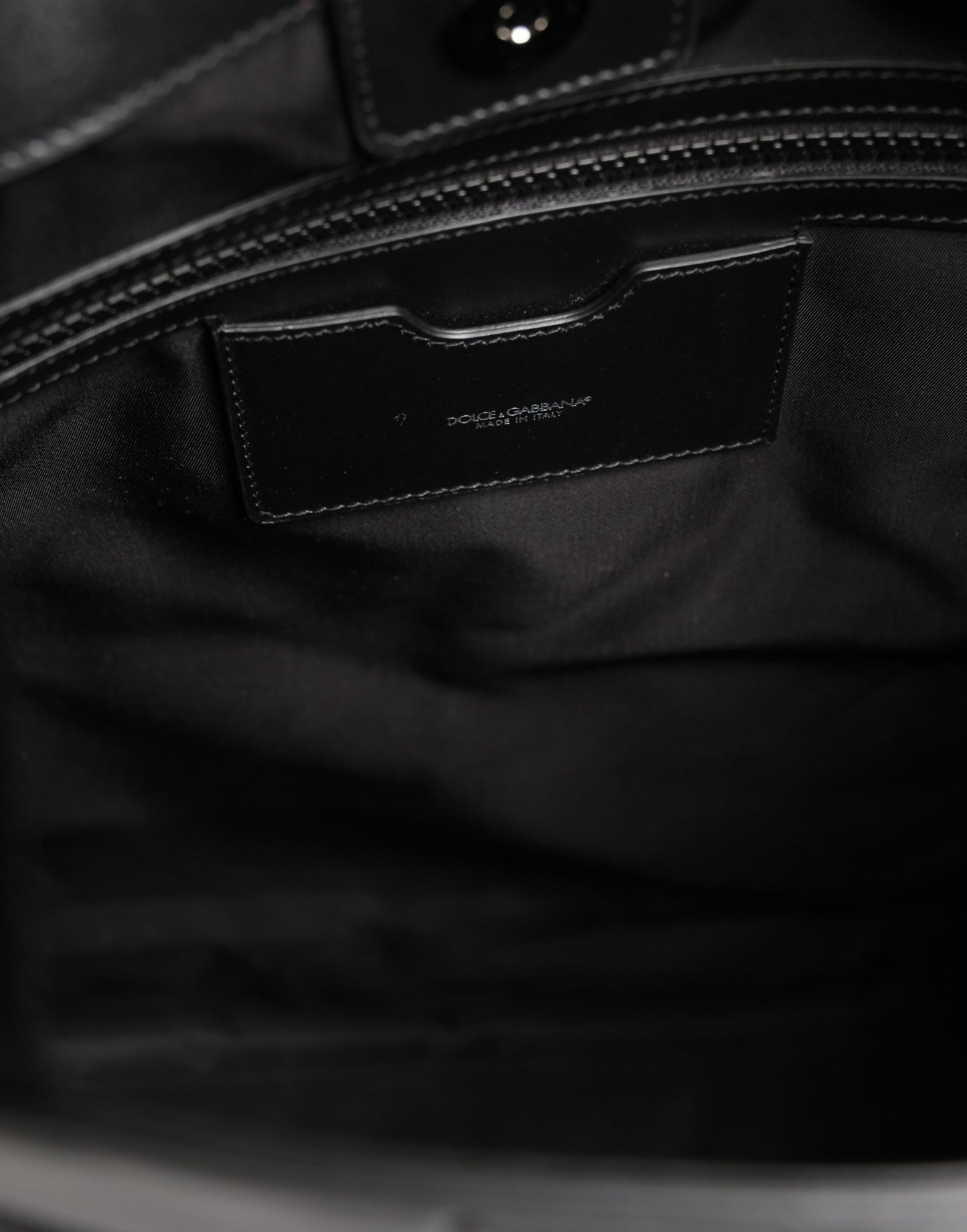 Black Leather #DGFamily Patch Shopping Tote Borse Bag