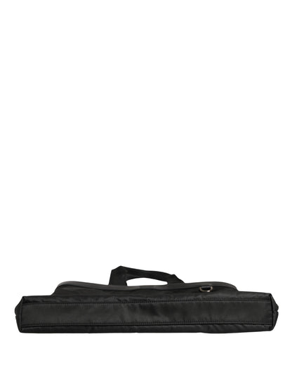 Black Leather #DGFamily Patch Shopping Tote Borse Bag