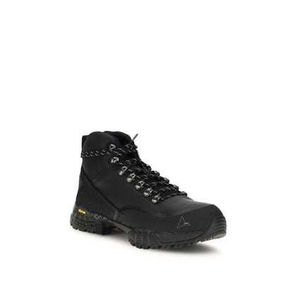 Black Leather Lace-Up Boots