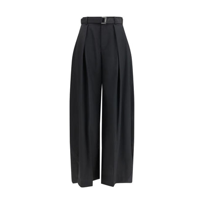 Black Polyester Casual Pants