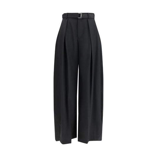 Black Polyester Casual Pants