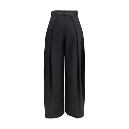 Black Polyester Casual Pants