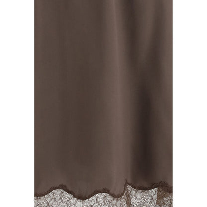 Brown Silk Midi Skirt