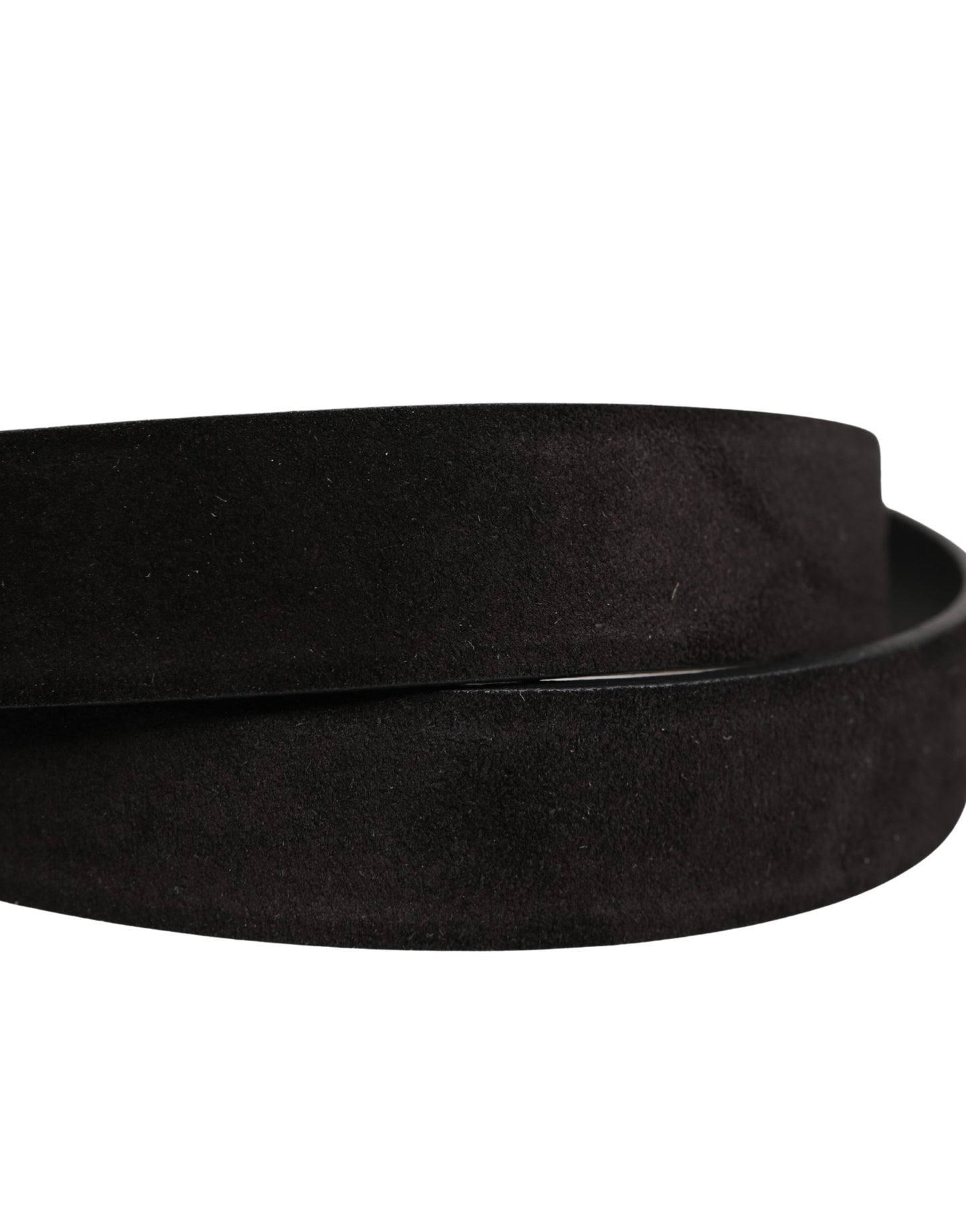 Black Calfskin Leather Silver Metal Buckle Belt