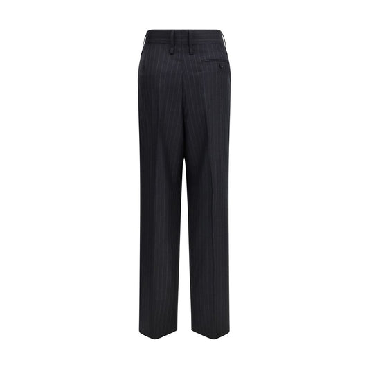 Gray Fleece Wool Casual Pants