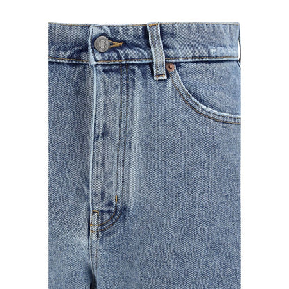 Blue Cotton Tapered Jeans