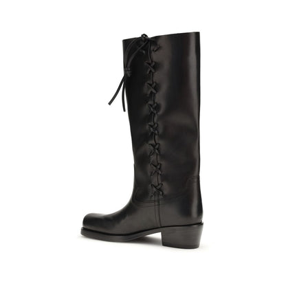 Black Calf Leather Bos Taurus Lace-Up Boots