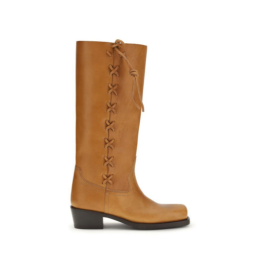 Brown Calf Leather Bos Taurus Lace-Up Boots