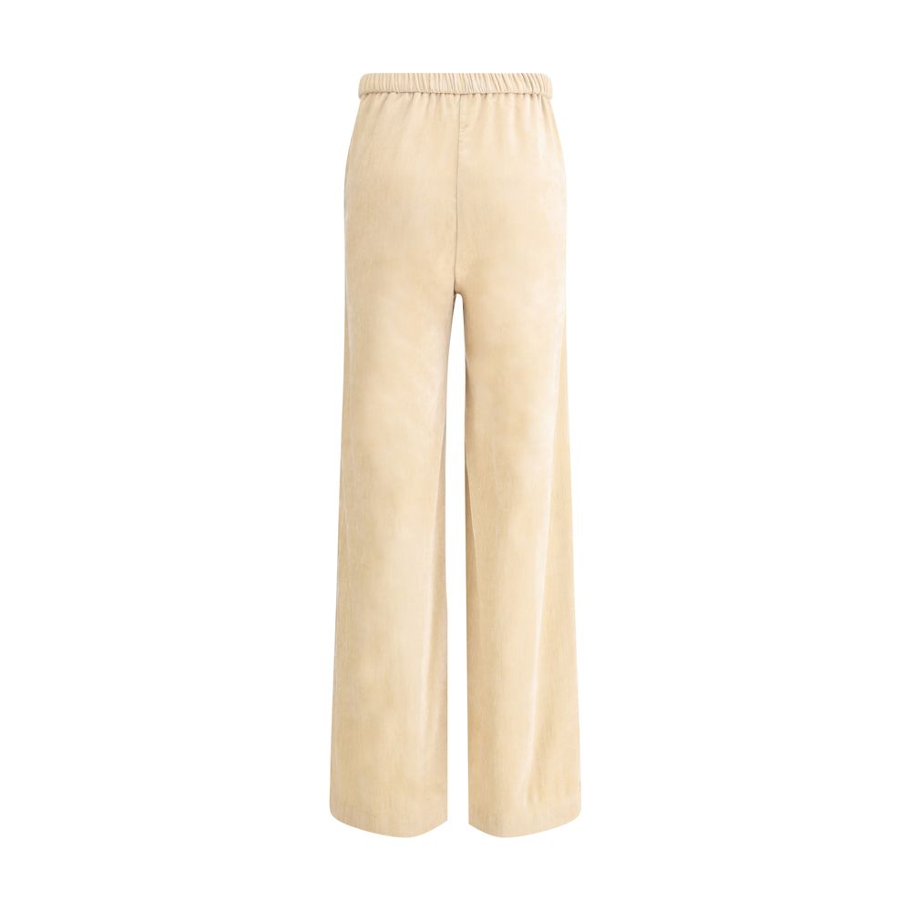 Beige Cotton Casual Pants