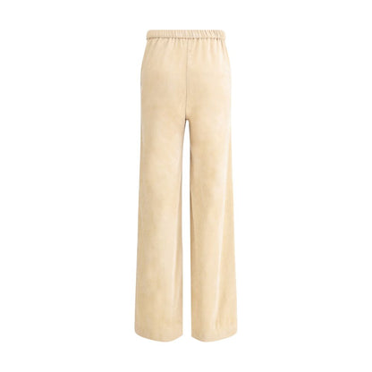 Beige Cotton Casual Pants