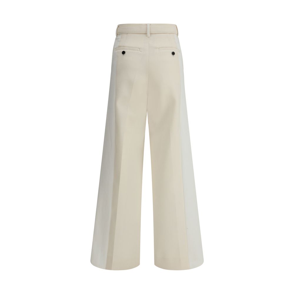 White Polyester Casual Pants