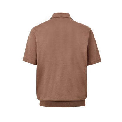 Brown Silk Polo Shirt