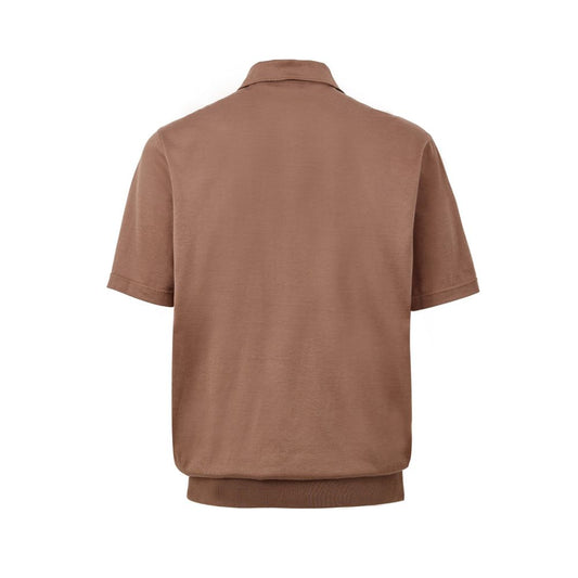 Brown Silk Polo Shirt
