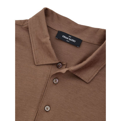 Brown Silk Polo Shirt