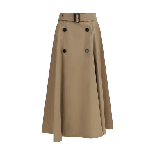 Brown Cotton Midi Skirt