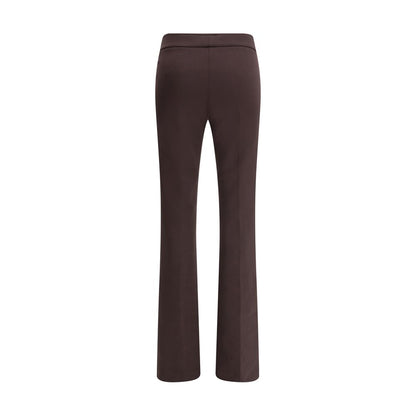 Brown Elastane Flared Pants