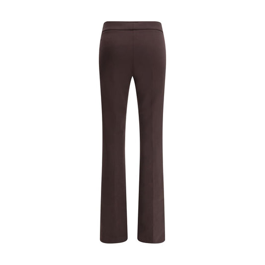 Brown Elastane Flared Pants