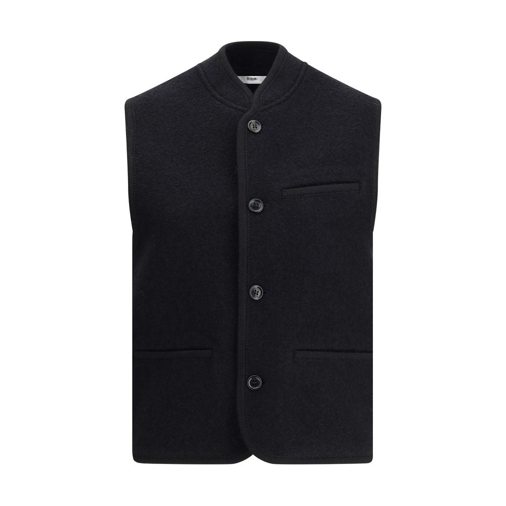 Black Fleece Wool Sleveless Jacket