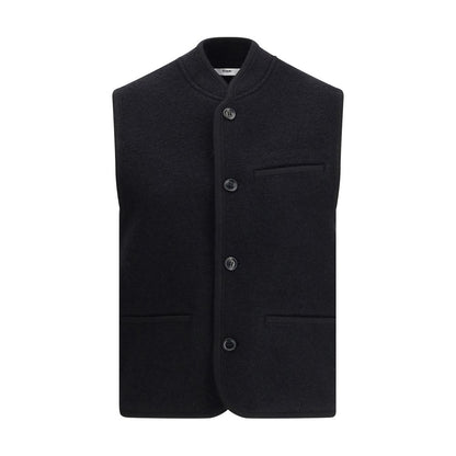 Black Fleece Wool Sleveless Jacket