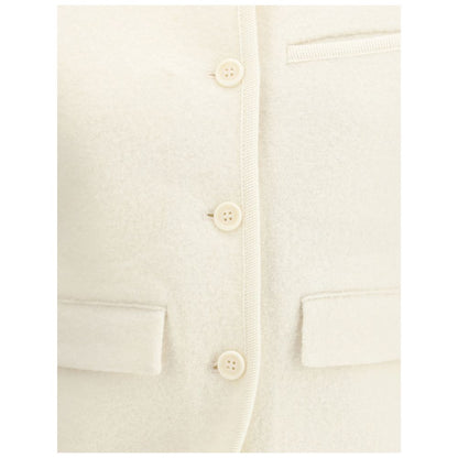 White Fleece Wool Coat
