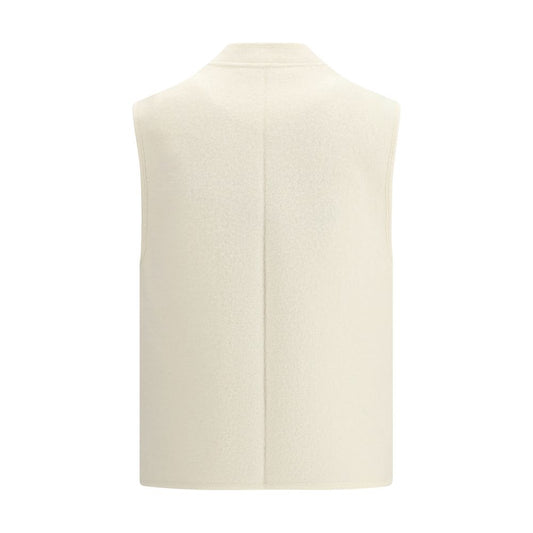 White Fleece Wool Sleveless Jacket