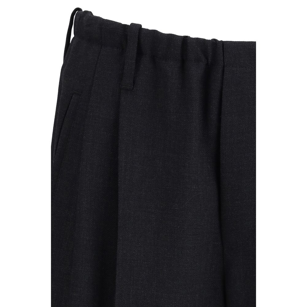 Black Fleece Wool Casual Pants