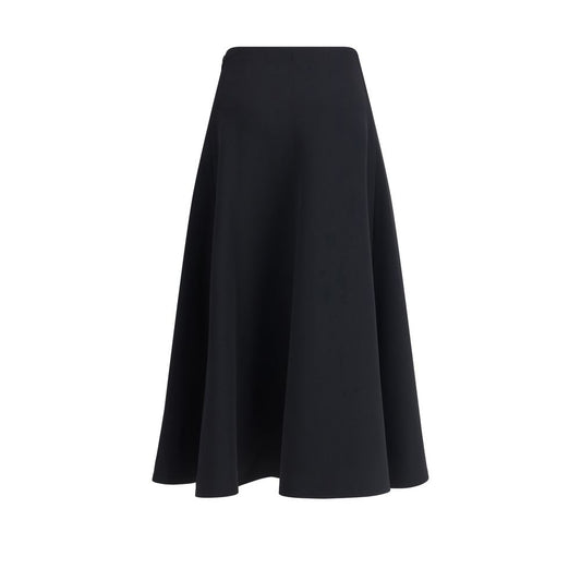 Black Cotton Midi Skirt