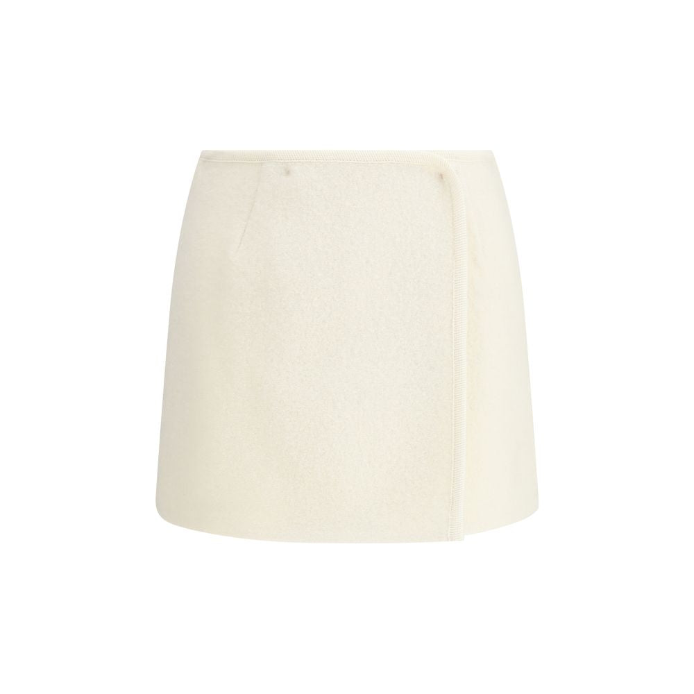 White Fleece Wool Mini Skirt