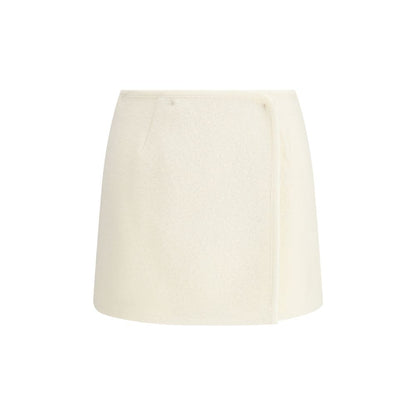 White Fleece Wool Mini Skirt