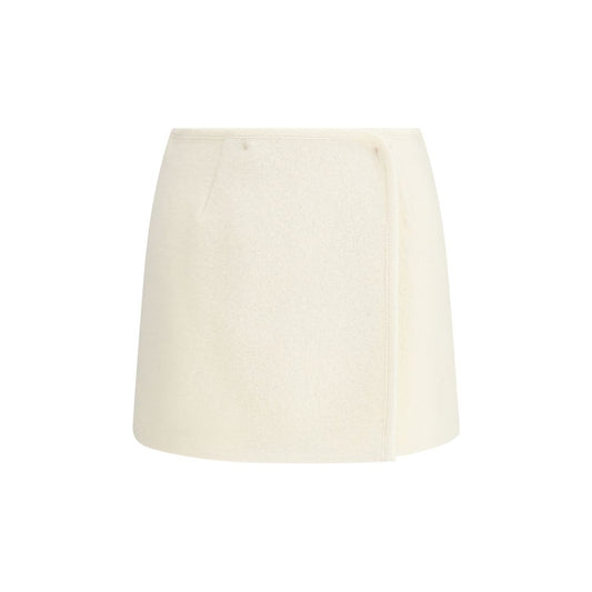White Fleece Wool Mini Skirt
