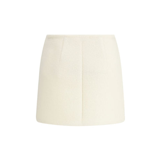 White Fleece Wool Mini Skirt