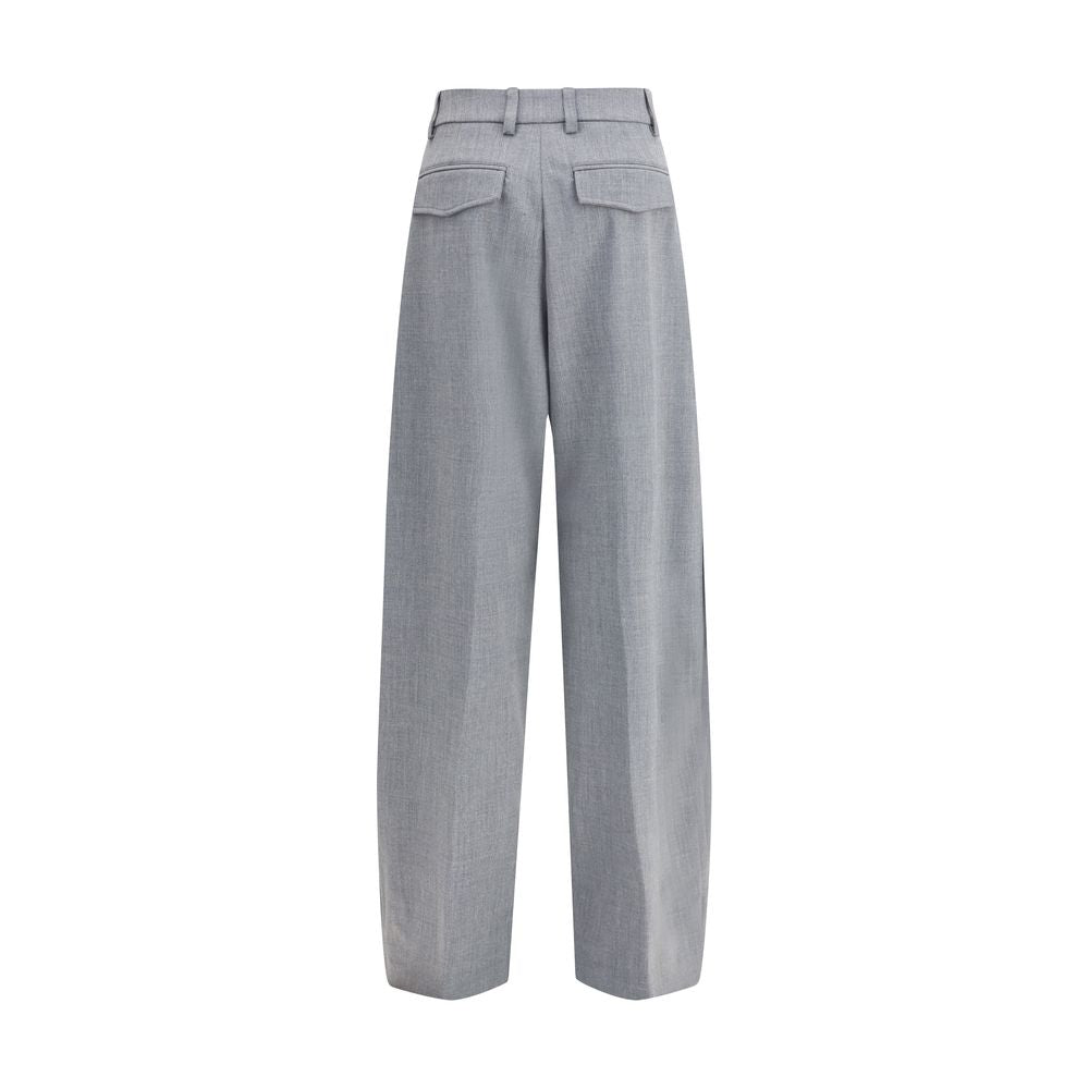 Gray Polyester Casual Pants