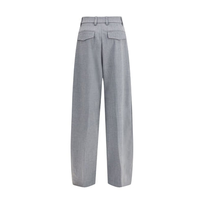 Gray Polyester Casual Pants