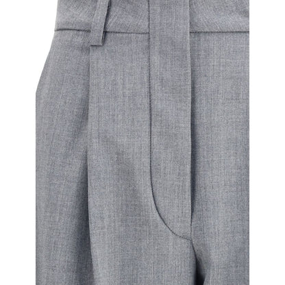 Gray Polyester Casual Pants