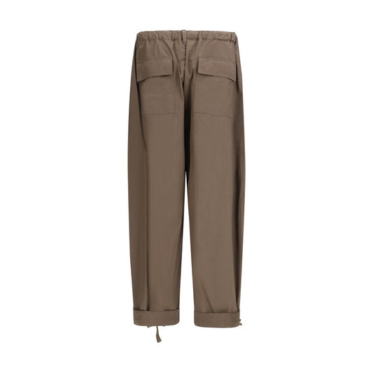 Brown Cotton Casual Pants