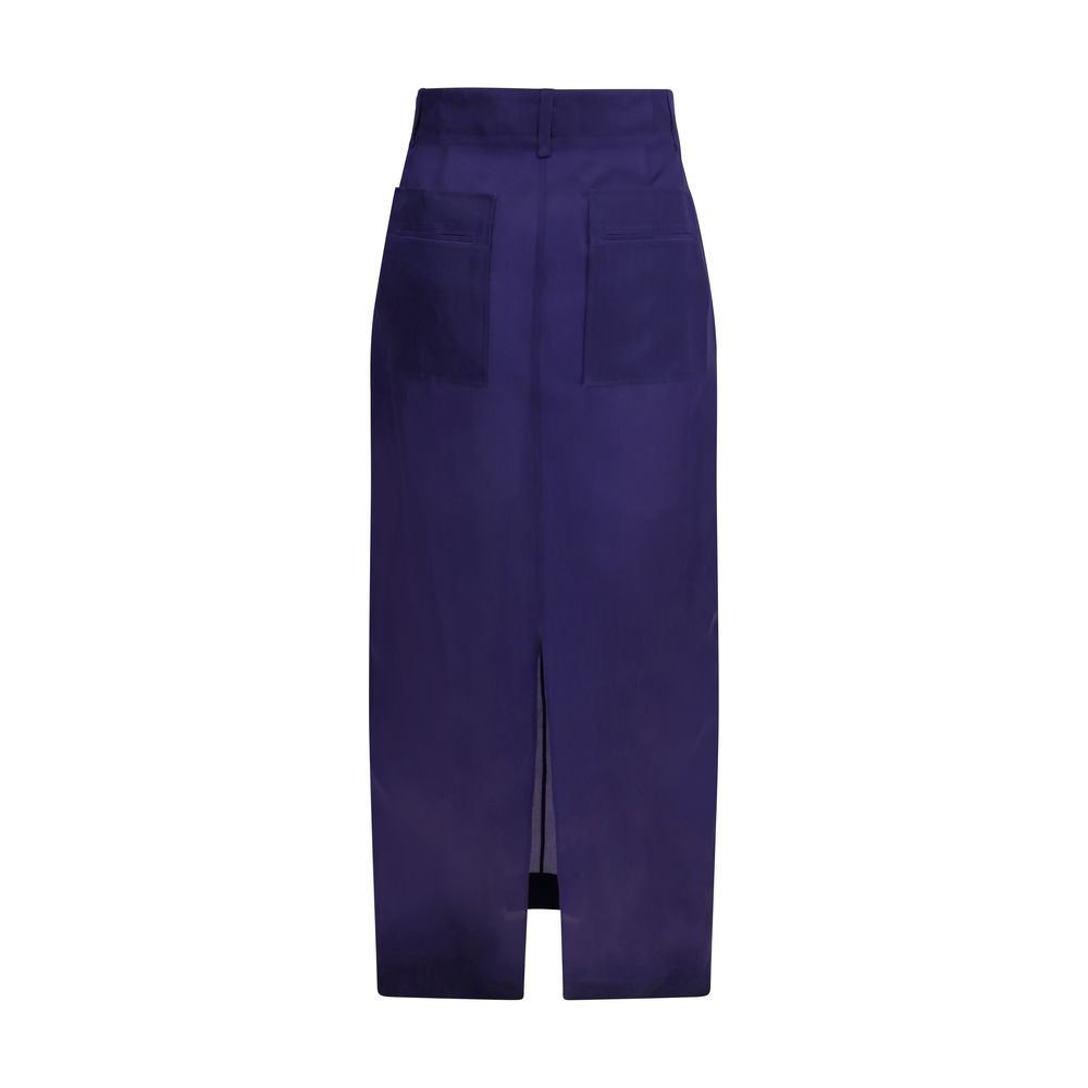 Multicolor Silk Midi Skirt