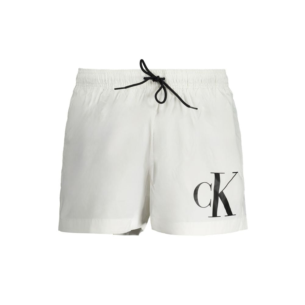 White Polyester Men's Swim Trunk
