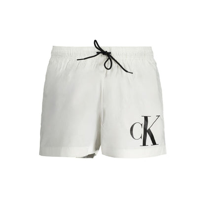 White Polyester Men's Swim Trunk