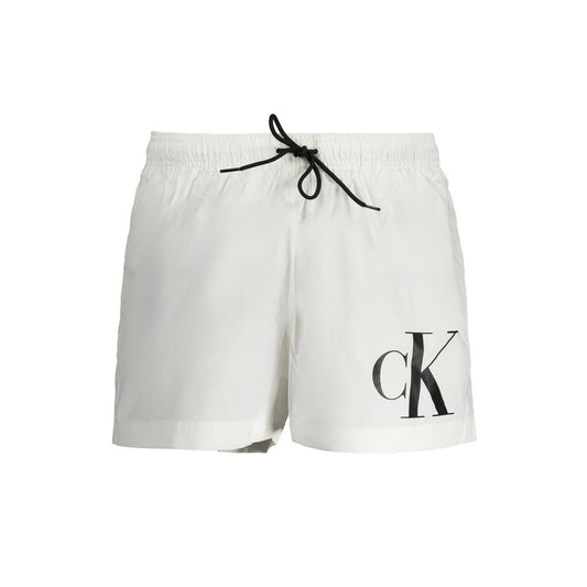 White Polyester Men's Swim Trunk