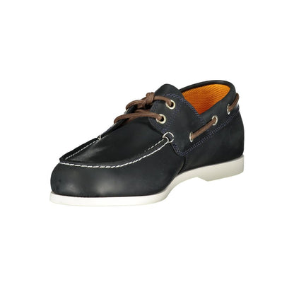 Blue Leather Men Boat Shoe