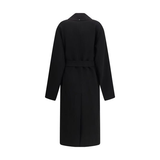 Black Fleece Wool Coat